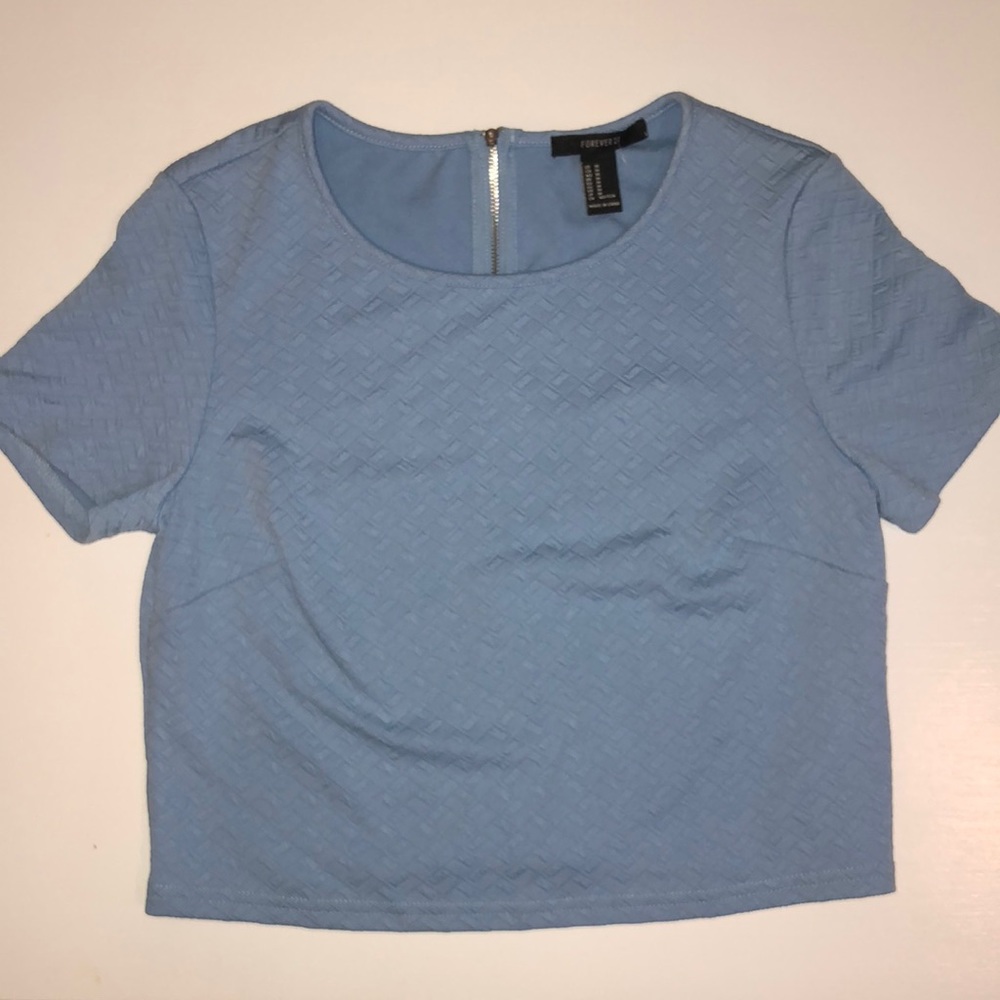 Blue Zipper Back Top